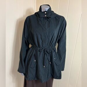 Time and Tru Jacket Womens 1X (16W-18W) Black Hooded Lined Dressy Casual